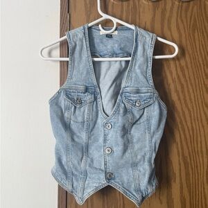 American Eagle Outfitters Light Blue Denim Vest